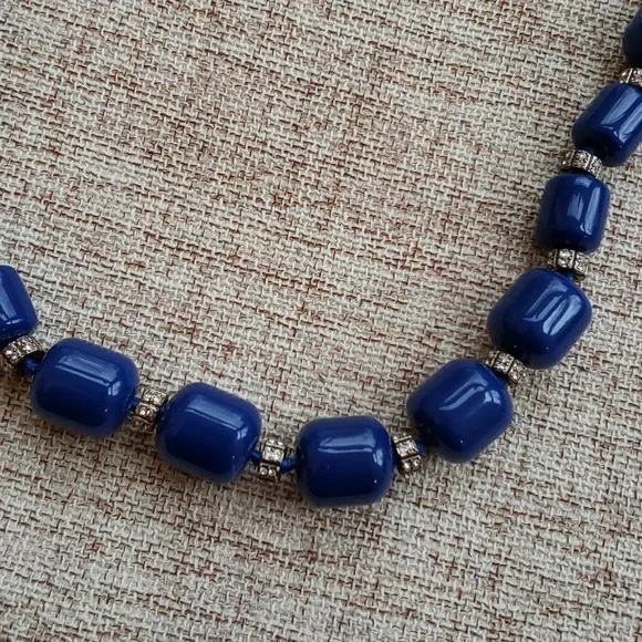J.Crew Blue bead And crystal necklace NWT - Picture 7 of 9